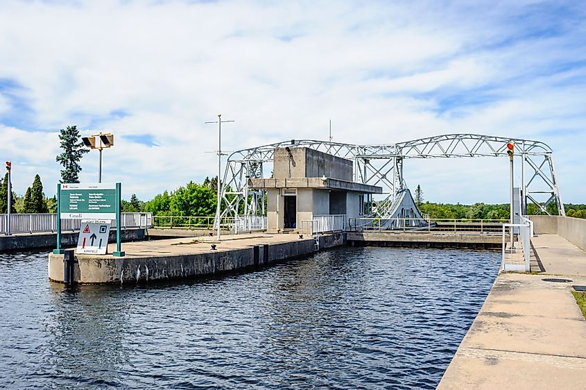 The Trent-Severn Waterway that connects Lake Ontario with the Georgian Bay via the Kawartha Lakes.