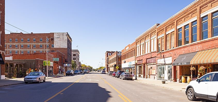 The old business district on Main Street in Pawhuska, Oklahoma