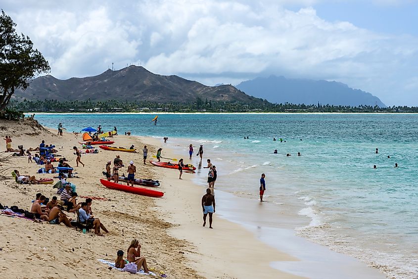 People on the beach, Kailua Beach Park, Oahu.