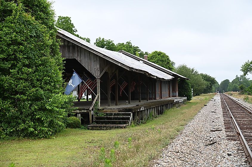 Former train depot in Cope, South Carolina, USA.