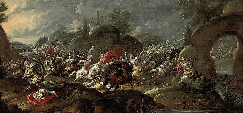 The Death of Brutus and Cassius at the Battle of Philippi (Pauwels Casteels, Public domain, via Wikimedia Commons)