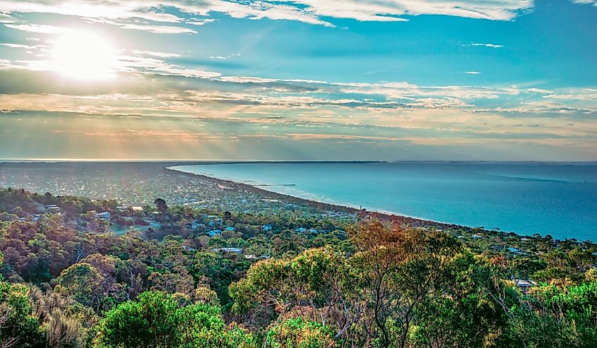 Aerial view of Mornington Peninsula from Arthurs Seat