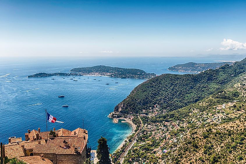 Aerial view of the town of Eze in France.