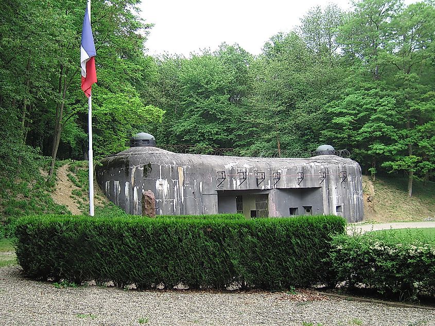 The munitions entrance to Ouvrage Schoenenbourg along the Maginot Line in Alsace.