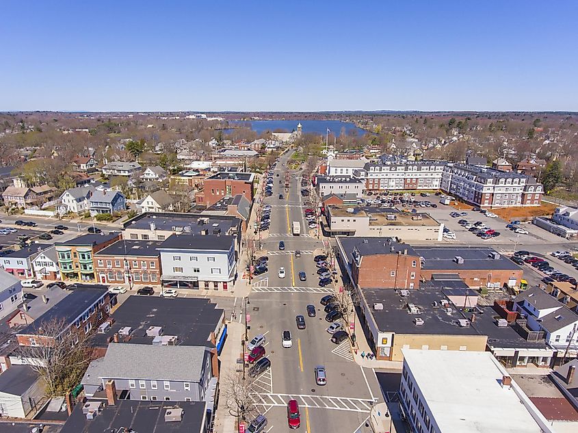 Main Street in Wakefield, Massachusetts MA, USA.