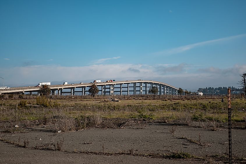 Traffic on the Highway 37 Bridge near Mare Island, Vallejo