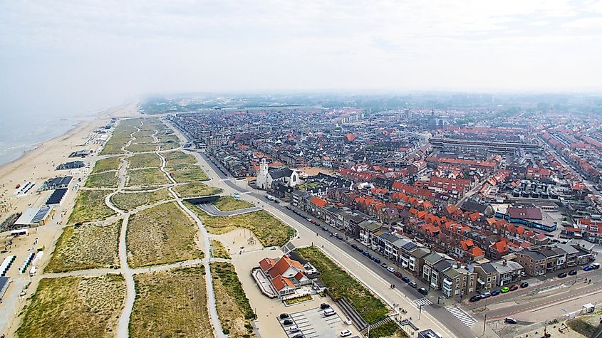 Aerial view of Katwijk aan Zee, Netherlands