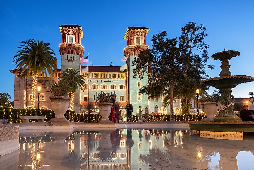 Christmas decorations in downtown St. Augustine, Florida.