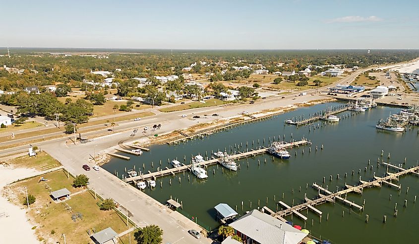 Aerial view of the Pass Christian Marina in Pass Christian.