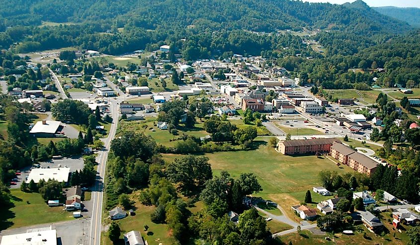 Aerial view of Summersville, Nicholas County, West Virginia, USA