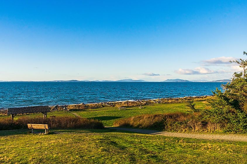 Beautiful evening at beach, Joseph Whidbey State Park in Oak Harbor, Washington, via T.Schofield / Shutterstock.com