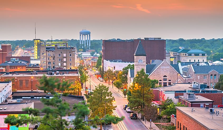 Downtown skyline of Columbia, Missouri. 