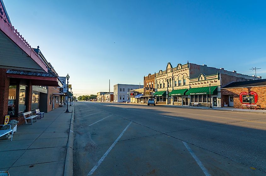 Downtown Wilber viewed from West 3rd Street.