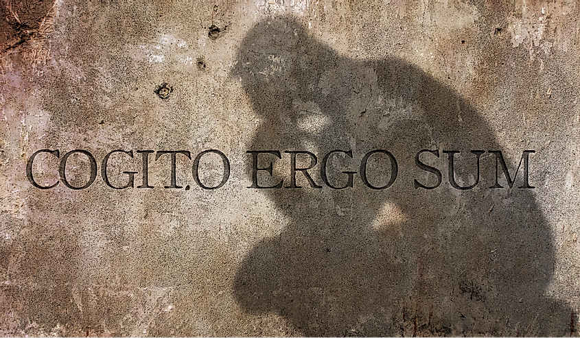 Cogito Ergo Sum. A Latin philosophical proposition that means I think, therefore I am.