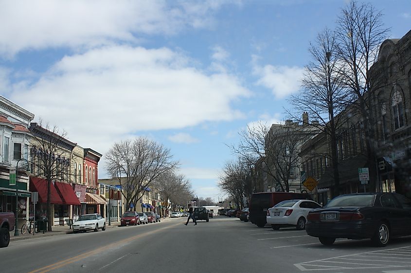 Main street in Whitewater, Wisconsin