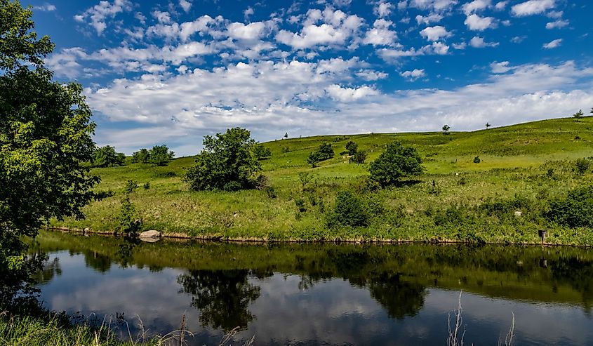 Wetlands pond at Fort Ransom Wildlife Management Area near Fort Ransom, North Dakota, USA