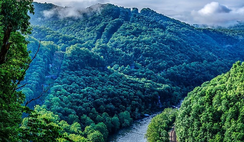 The view from the Midland Trail with the New River deep in the gorge, Fayette County, West Virginia