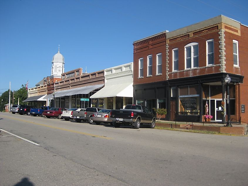 Buildings along Broad Street (U.S. Highway 278) in downtown Crawfordville, Georgia