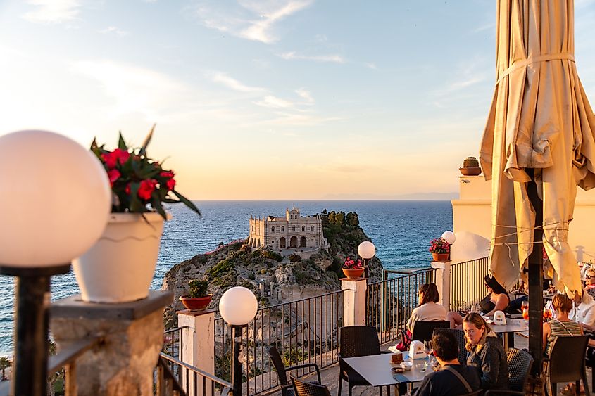 View of the Sanctuary of Santa Maria dellIsola in Tropea, Italy
