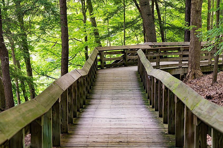 The boardwalk at Brandywine Falls near Cleveland, Ohio