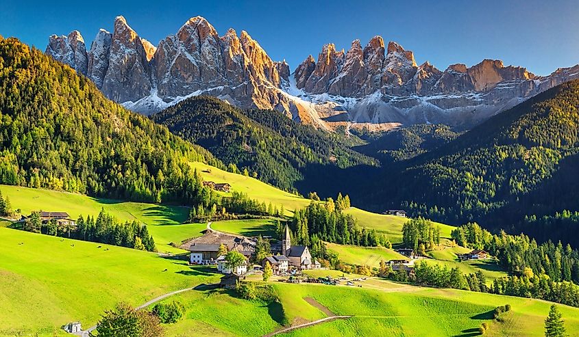 Santa Maddalena village with magical Dolomites