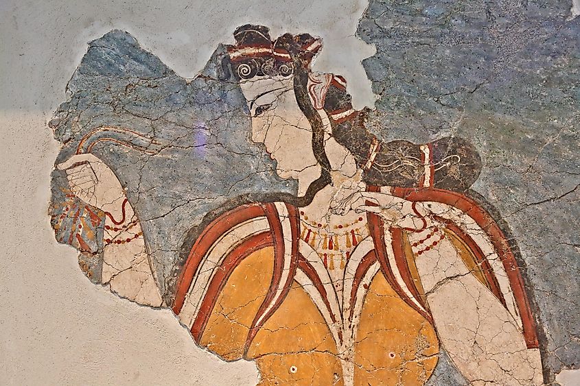 The ''’Mycenaean Lady'', 13th century BC, fresco from the Acropolis of Mycenae, in Peloponnese, Greece