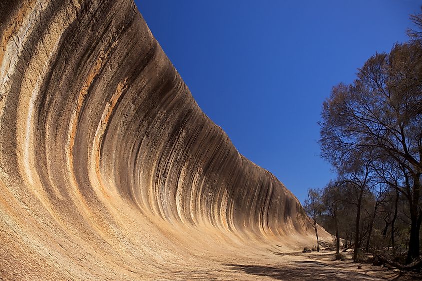 View of Wave Rock near Hyden in Western Australia.