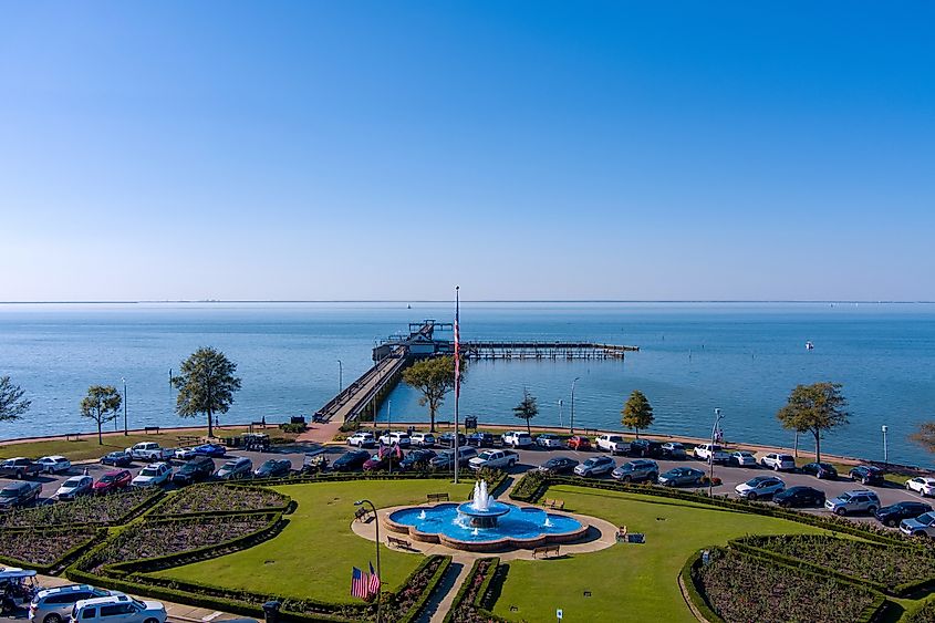 Aerial view of Fairhope, Alabama.