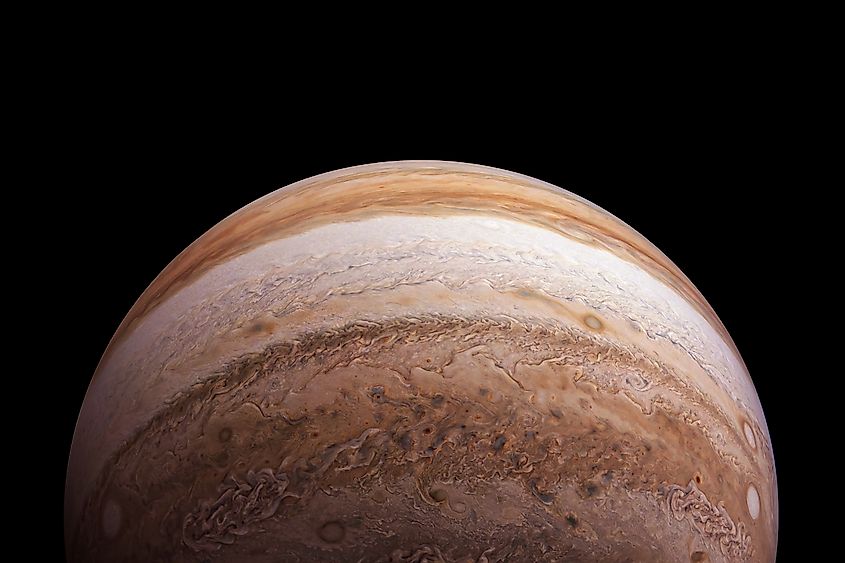 Planet Jupiter on a dark background. Elements of this image furnished by NASA.