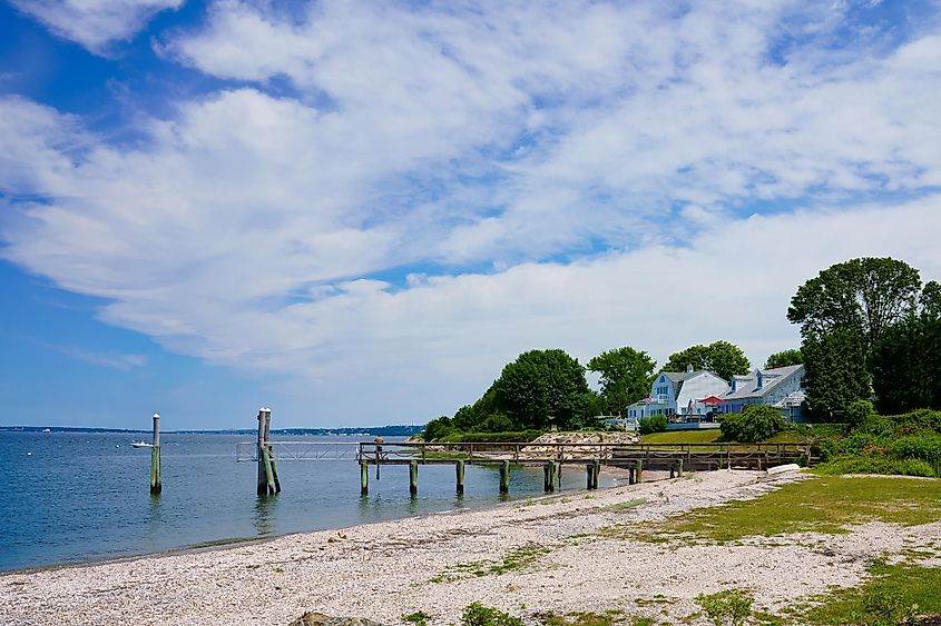 Scenic view of Mt. Hope Bay in Bristol, Rhode Island.