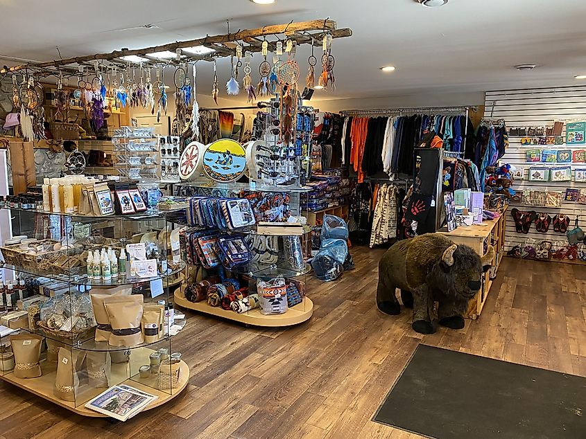 The well-stocked interior of a First Nation tourist trading post