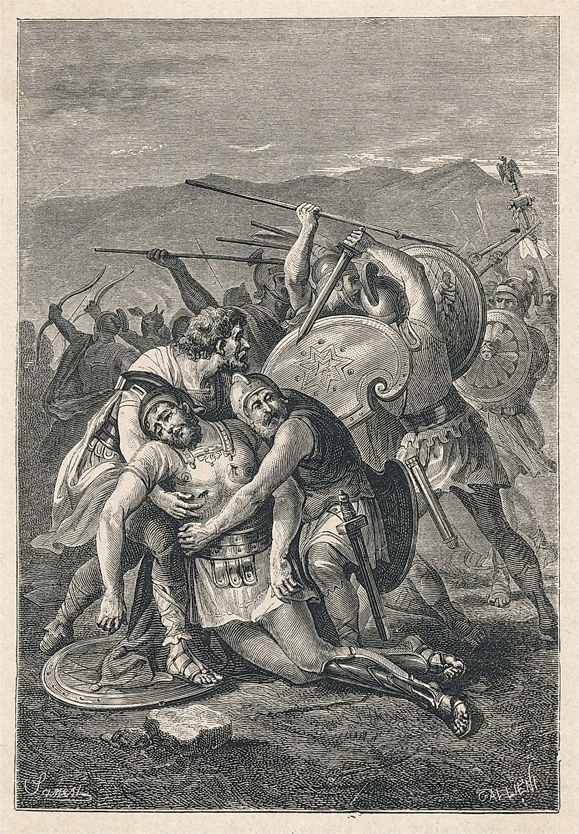 A 19th-century depiction of the fall of Spartacus by the Italian Nicola Sanesi (1818-1889)