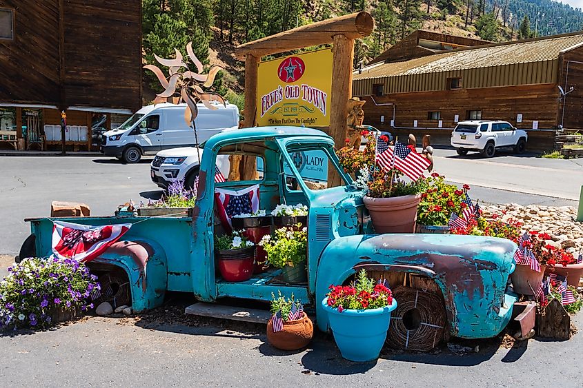 A patriotic sculpture in downtown Red River, New Mexico. Image credit J. Michael Jones via Shutterstock