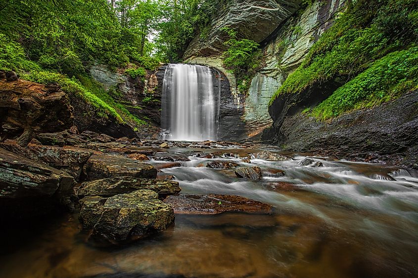 Looking Glass Falls in Pisgah National Forest.