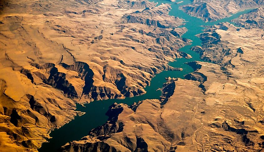 Aerial photo of Owyhee River near Adrian, Oregon