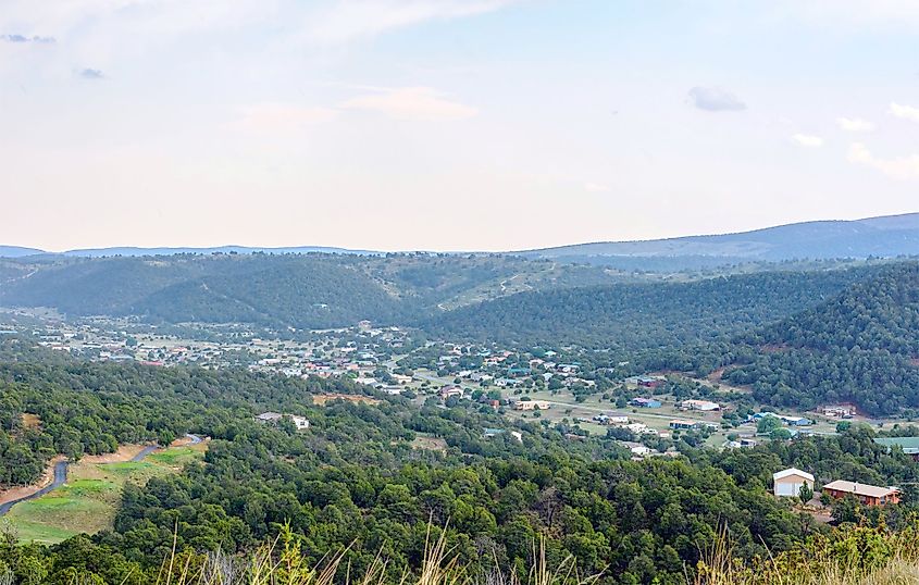Aerial view of Ruidoso, New Mexico.
