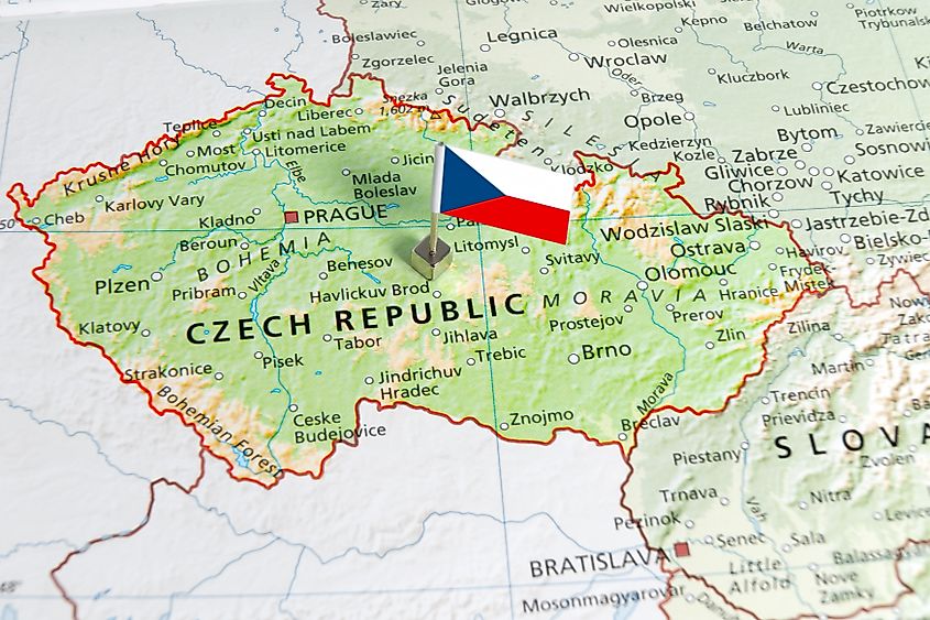 Map and national flag of Czechia.