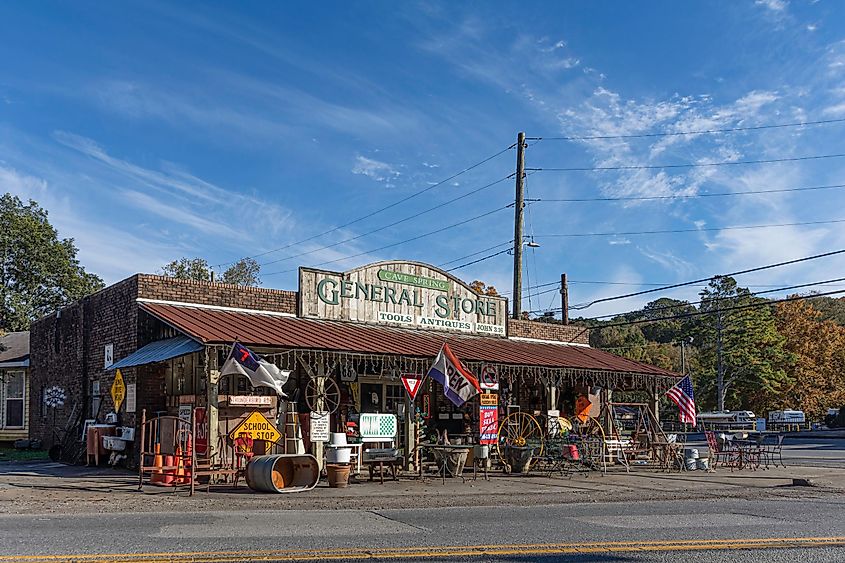 Old fashioned General Store with antiques in historic Cave Spring which boasts a large limestone spring and is on the historic Trail of Tears, via JNix / Shutterstock.com