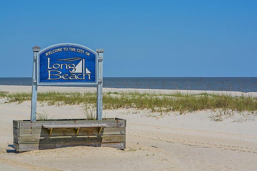 The City of Long Beach Sign on the Mississippi Gulf coast.