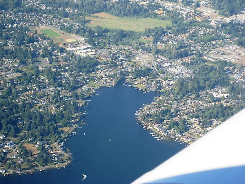 Lake Stevens and its shoreline in Lake Stevens, Washington