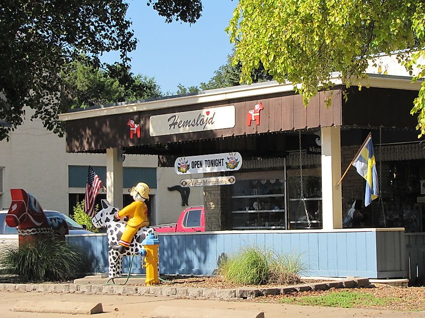 Hemslojd Gift Shop on Main Street in Lindsborg, Kansas