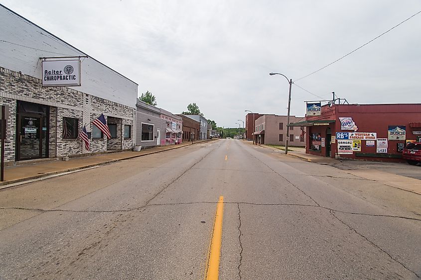 Street view in Bonne Terre, Missouri.