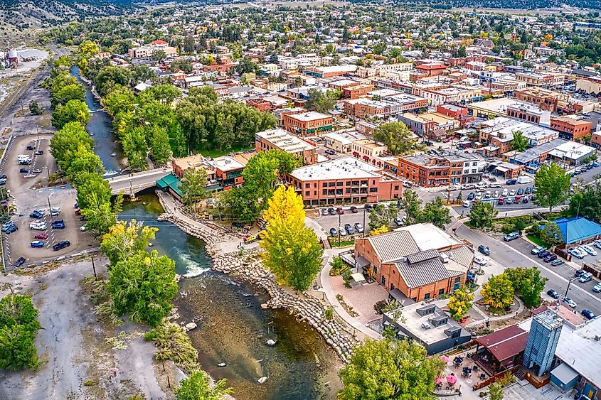 Aerial view of Salida, Colorado.