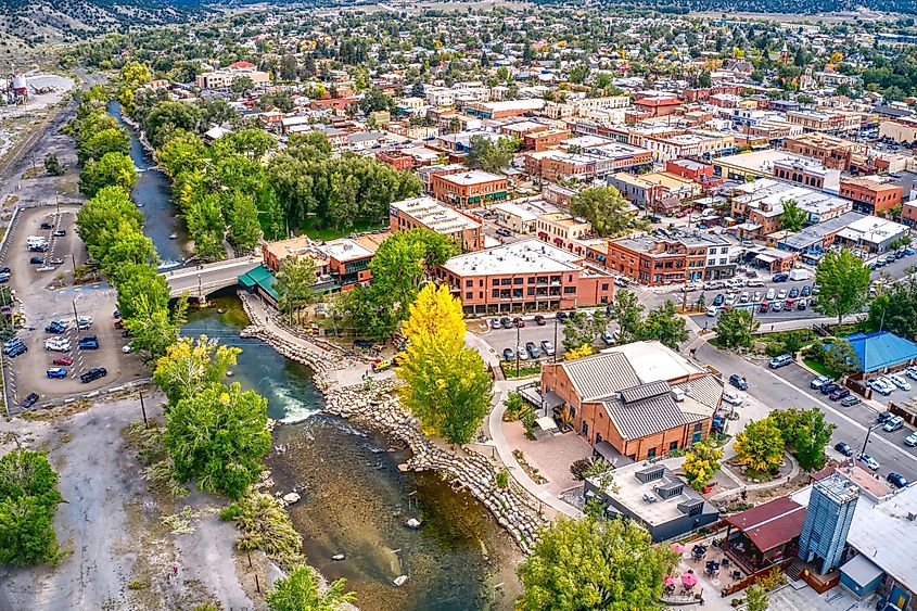 The Arkansas River flowing through Salida, Colorado.