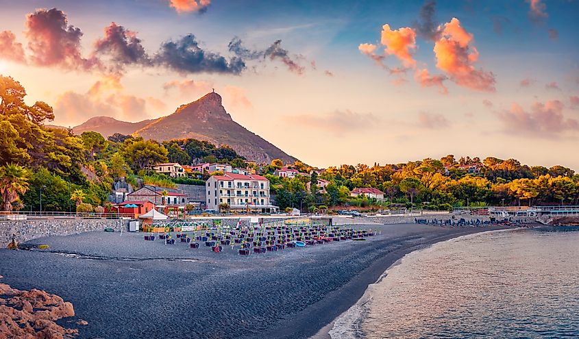 Colorful summer cityscape of Porto di Maratea