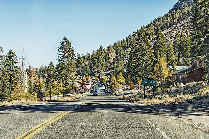 Beautiful street view in June Lake, California