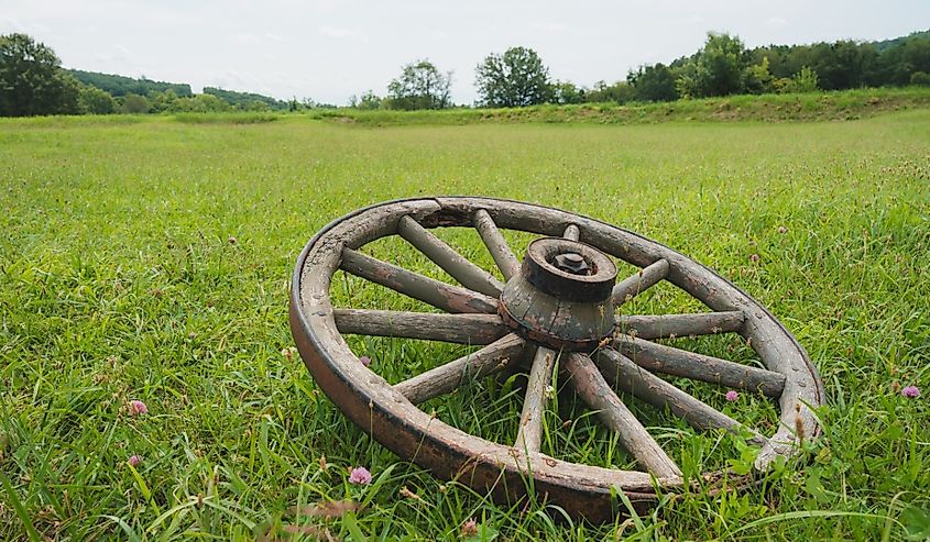 A wheel at Fort Davidson, a Civil War battle site that took place in Missouri.