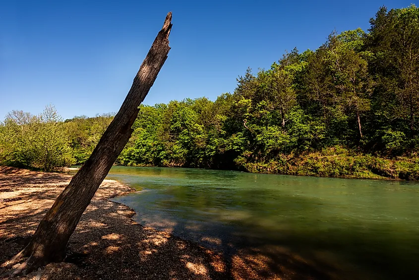 The Current River runs through a wilderness area in the Ozarks north of Eminence, Missouri, USA.