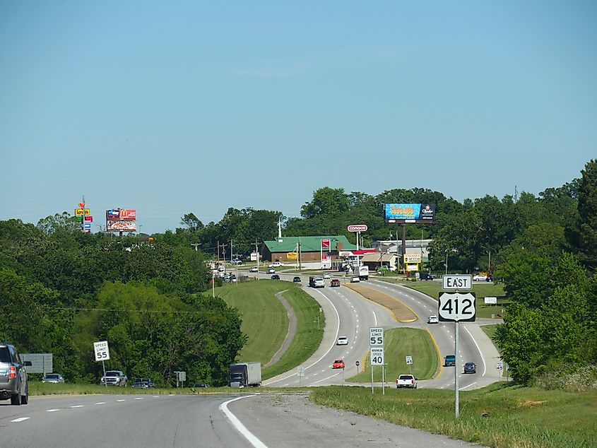 A highway running through Siloam Springs, Arkansas