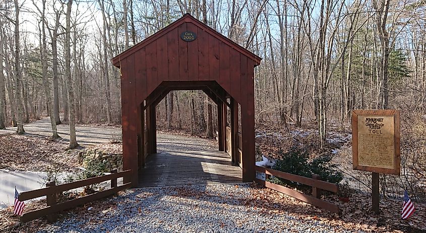 A historic covered bridge in Glocester, Rhode Island.